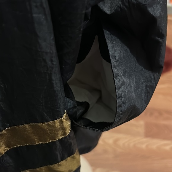 Vintage 80s Zip Up Metallic Gold and Black Draw String Track Jacket Women Size L - Picture 12 of 15